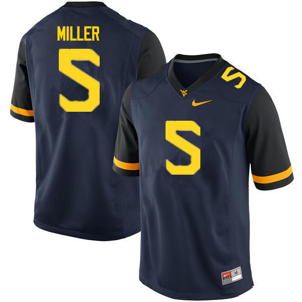 Men #5 Dreshun Miller West Virginia Mountaineers College Football Jerseys Sale-Navy